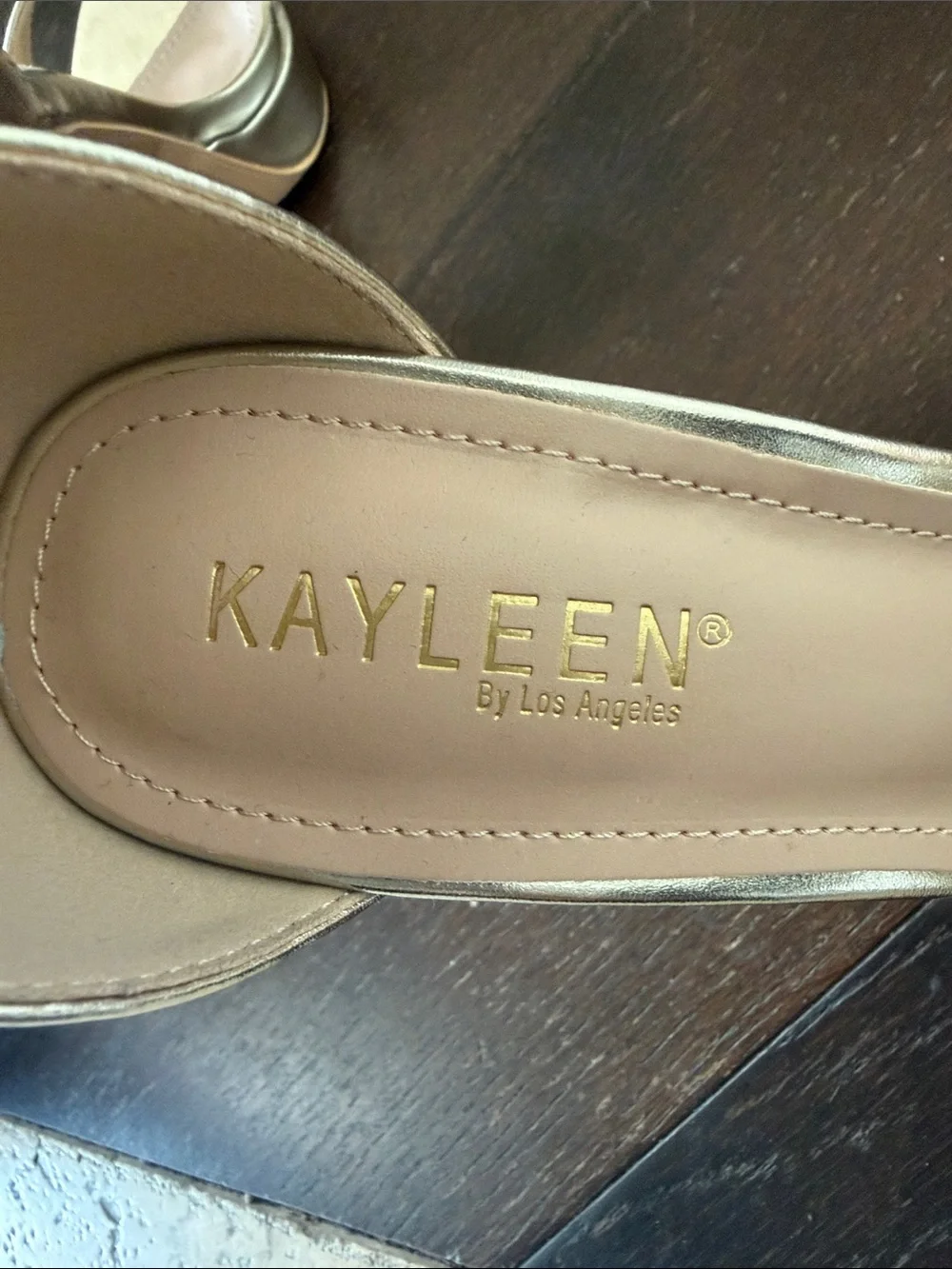 Kayleen Metallic Gold Ankle-Strap Platform Heels Size 7.5
